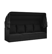 Outdoor Lounge Bed Black Poly rattan, powder-coated steel, polyester