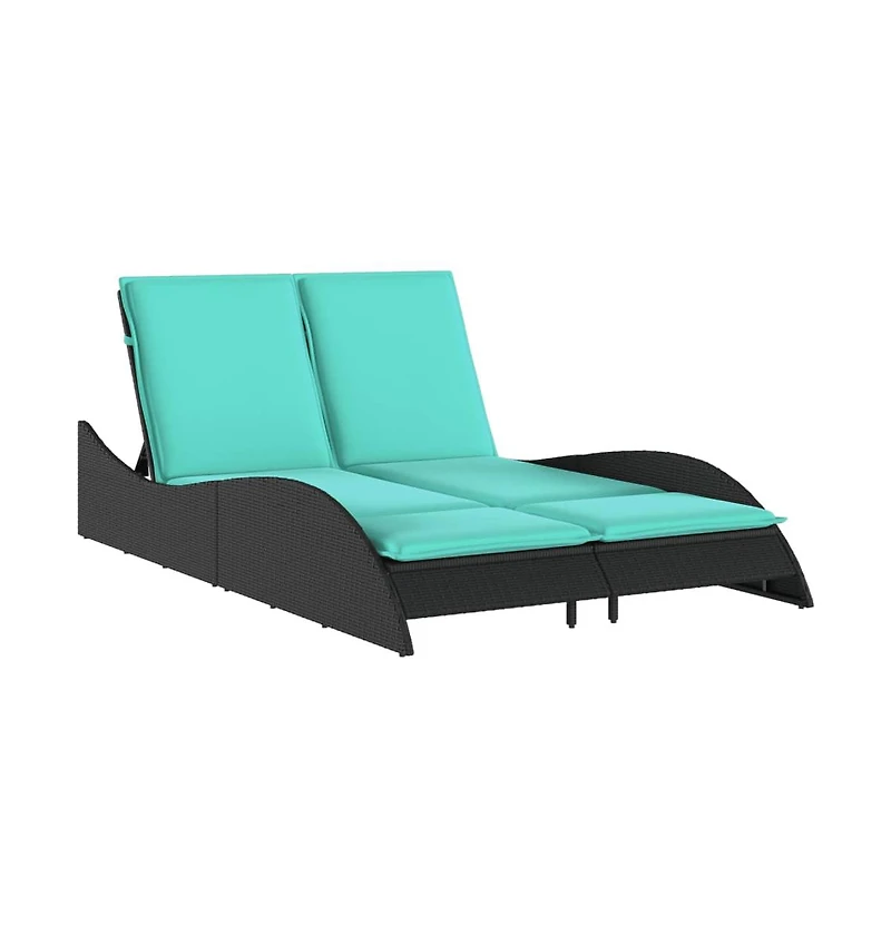 Sun Lounger with Cushions Black 44.9"x80.7"x28.7" Poly Rattan