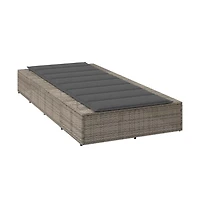 Sunbed Grey Pe Rattan Single Cushioned Sun Lounger Rectangular