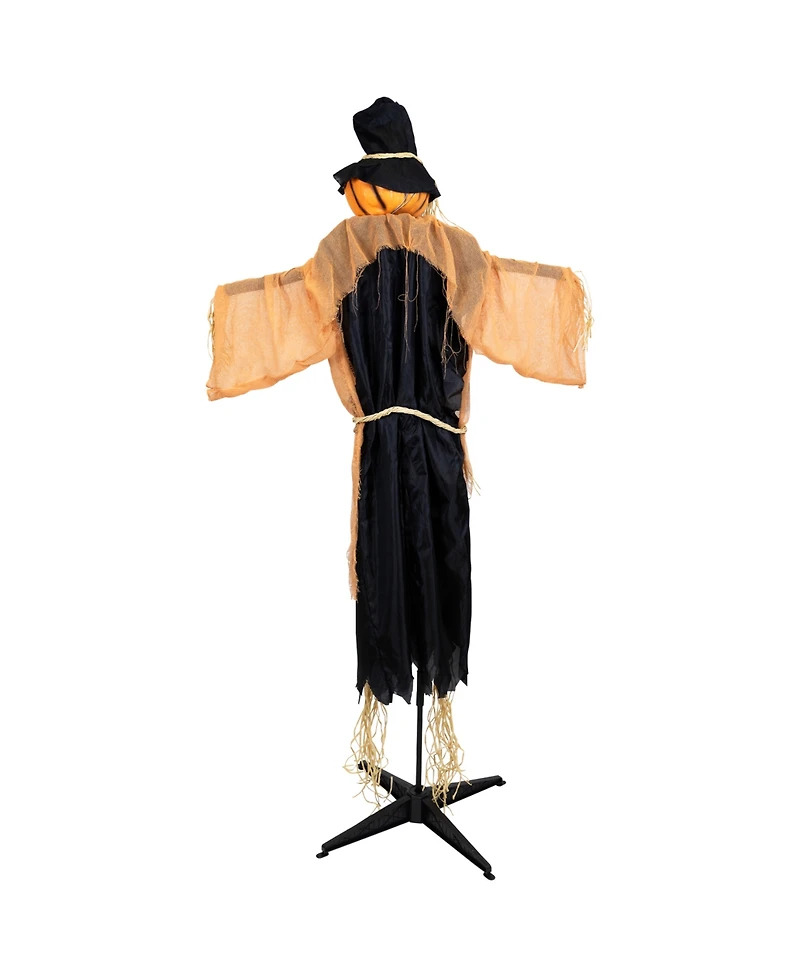 6' Animated Jack-o'-Lantern Scarecrow Halloween Decoration