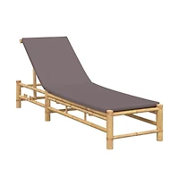 vidaXL Sun Lounger Bamboo, Dark Grey Bamboo, 100% polyester Large