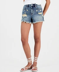 Madden Girl Juniors' Ripped Denim Festival Shorts