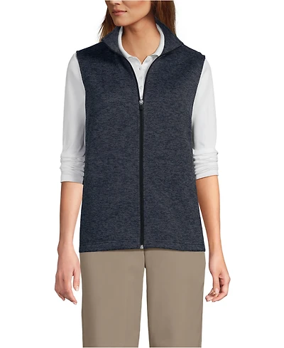 Lands' End Men's School Uniform Unisex Sweater Fleece Zip Front Vest