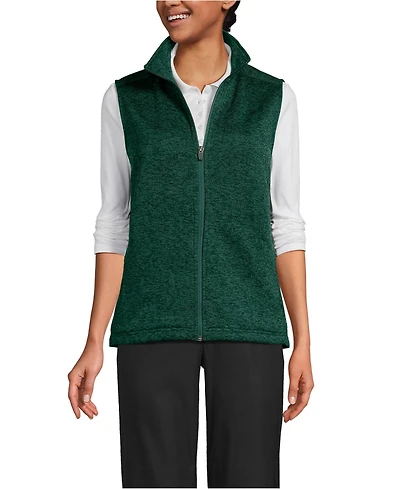 Lands' End Men's School Uniform Unisex Sweater Fleece Zip Front Vest