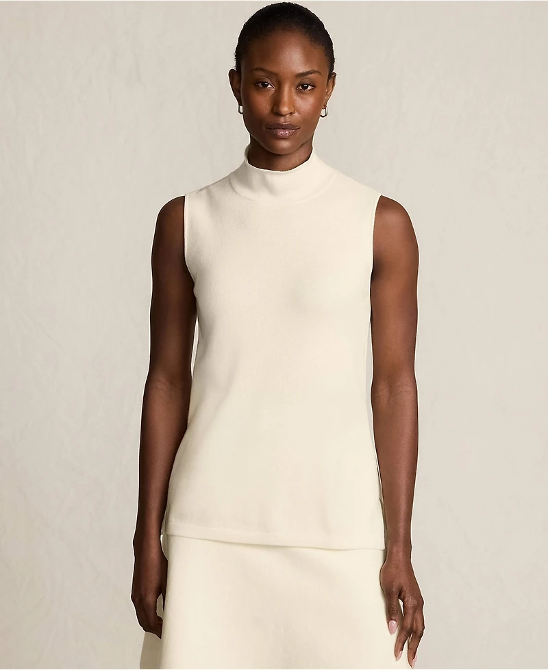 Lands' End Women's Fine Gauge Sleeveless Mock Sweater