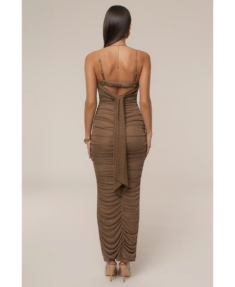 Jluxlabel Women's Ruched Metallic Maxi Dress