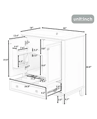 Bathroom Vanity without Sink Base Only Multifunctional Bathroom Cabinet with Doors and Drawer Solid Frame and Mdf Board Black