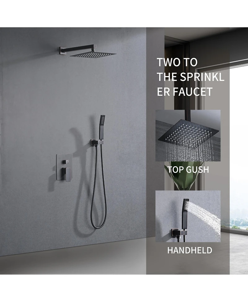 Rainsken Shower System Shower Faucet Combo Set Wall Mounted with 10" Rainfall Shower Head and Handheld Shower Faucet