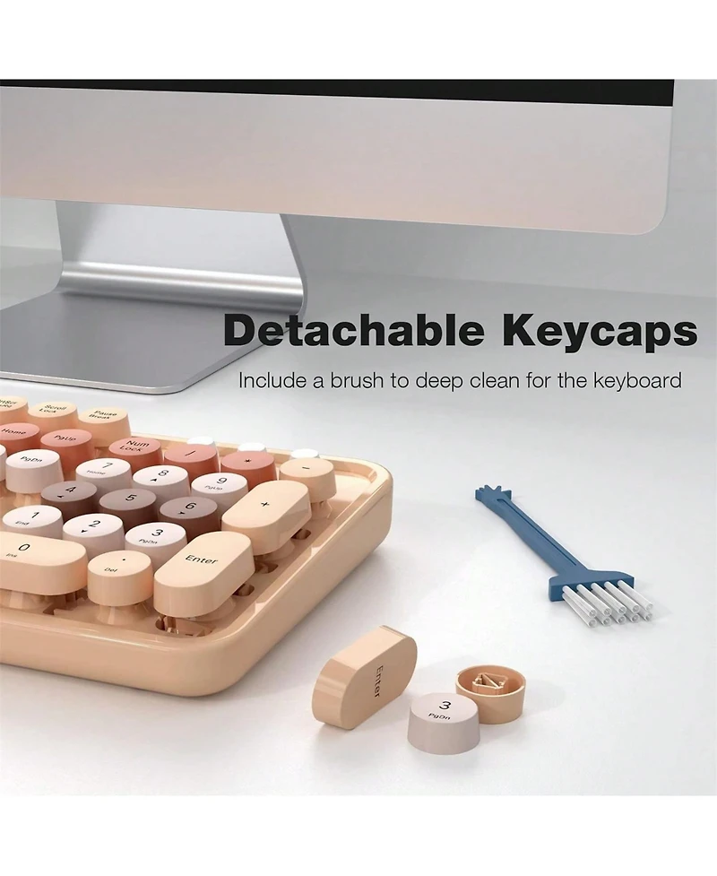 Wireless Keyboard And Mouse Combo 2.4GHz Retro Full-Size Keyboard