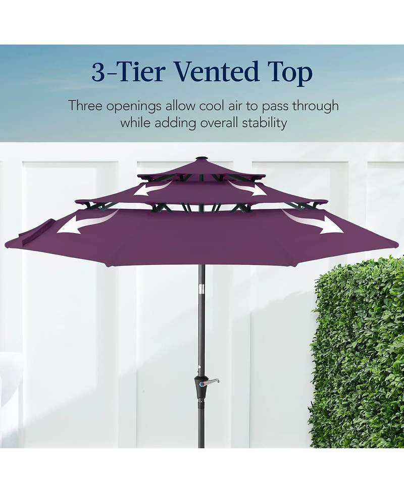 Best Choice Products 10ft 3-Tier Patio Umbrella, Market Sun Shade w/ Tilt Adjustment