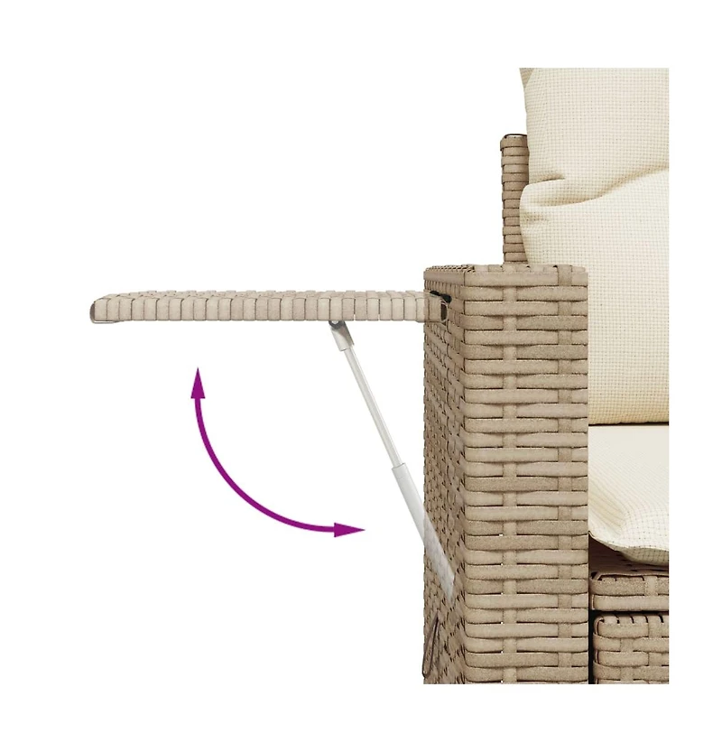 Garden Sofa Beige Pe Rattan Medium Adjustable Armrests