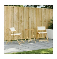Bistro Chair Set of 2 Cream white Bamboo Standard Foldable