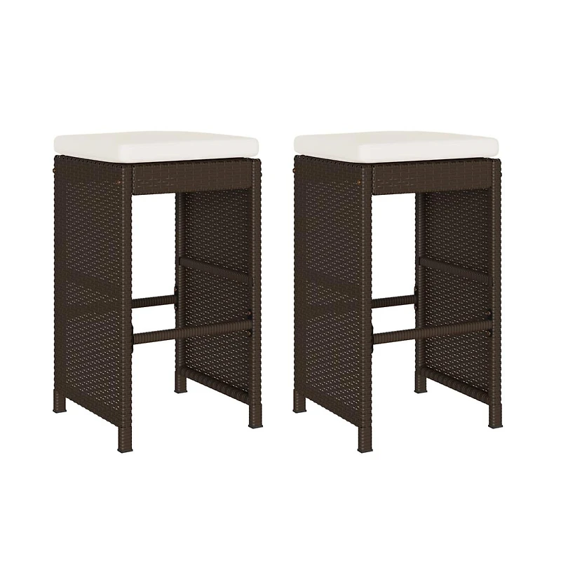 Garden Bar Stool Set of 2 Brown,Cream white