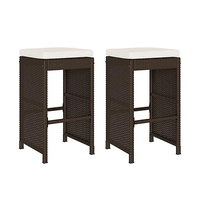 Garden Bar Stool Set of 2 Brown,Cream white