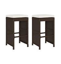 Garden Bar Stool Set of 2 Brown,Cream white