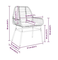 Garden Chair Brown Pe rattan Medium Removable Covers