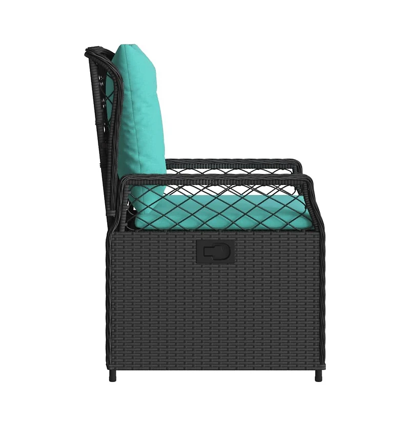 Reclining Patio Chair Black Pe rattan Standard Size