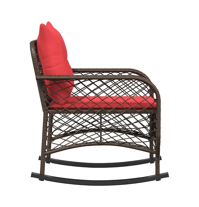 Patio Rocking Chair Brown Pe rattan, powder-coated steel, polyester