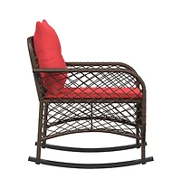 Patio Rocking Chair Brown Pe rattan, powder-coated steel, polyester
