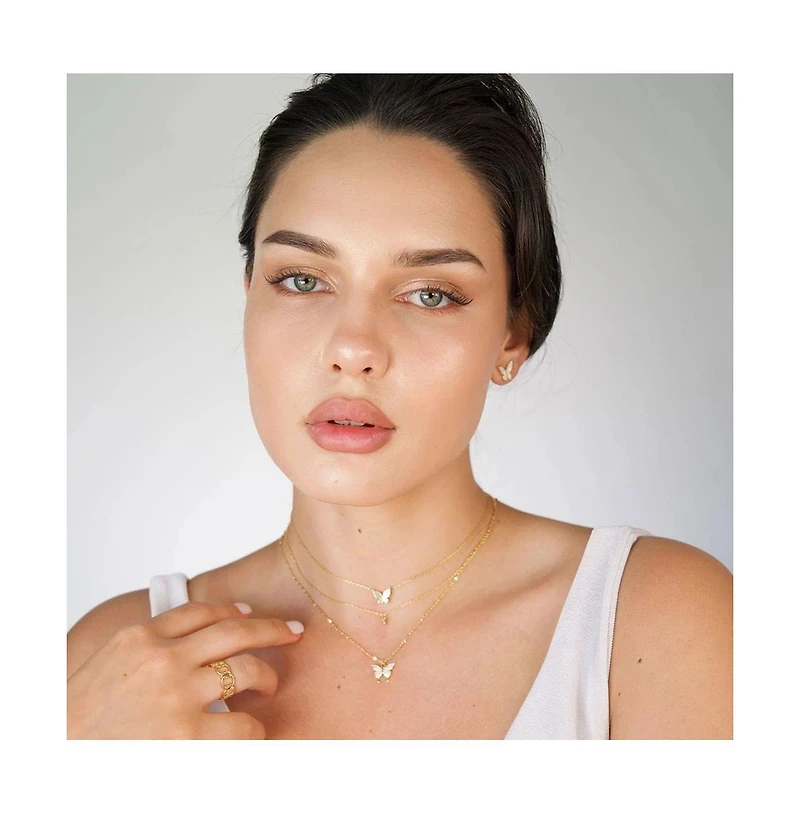 Fluttering Elegance: Gold Butterfly Two Layer Necklace