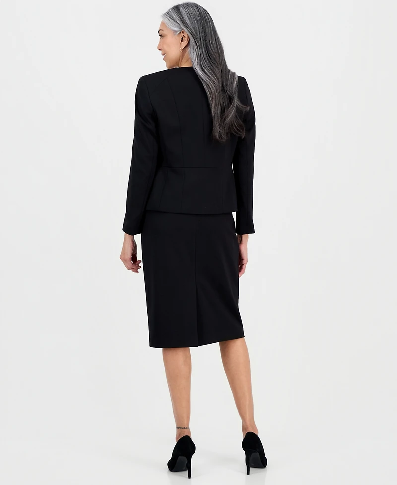 Le Suit Women's Collarless Zip-Front Skirt