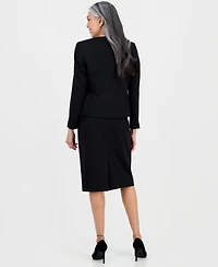 Le Suit Women's Collarless Zip-Front Skirt