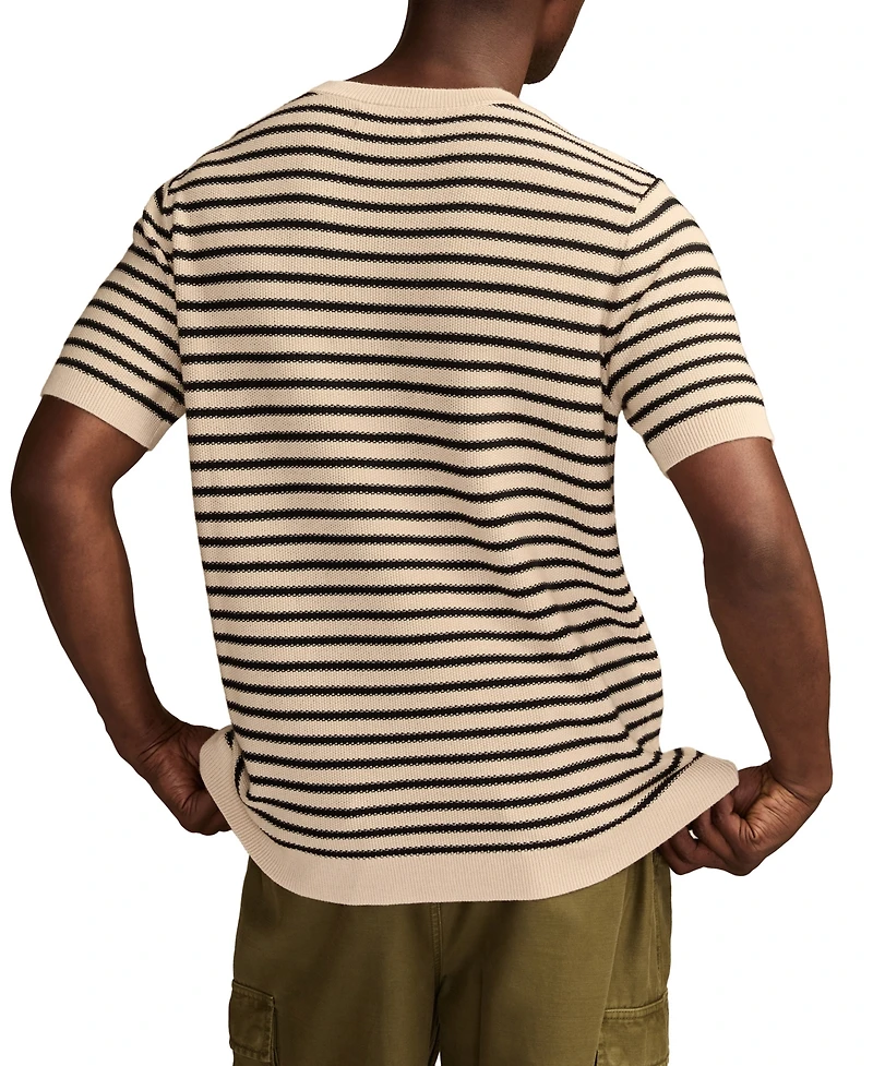 Lucky Brand Men's Striped Crewneck Textured Sweater