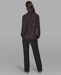 Karl Lagerfeld Paris Women's Woven Long Sleeve Top