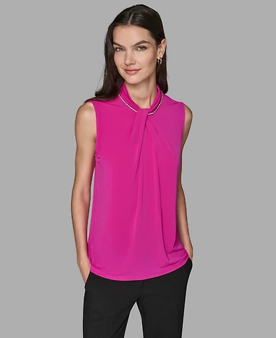 Karl Lagerfeld Paris Women's Sleeveless Cut and Sew Top