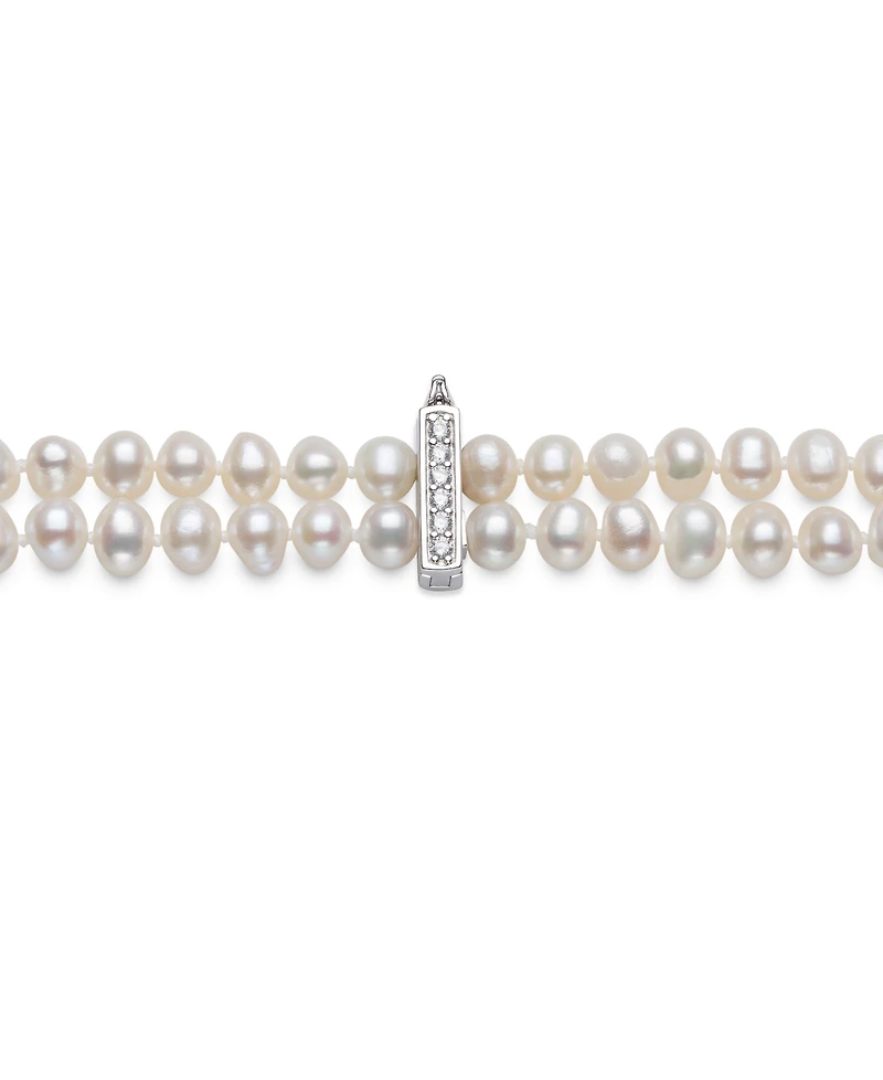 Belle de Mer Cubic Zirconia Sterling Sliver 2-Row Necklace