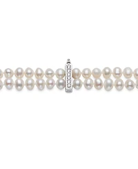Belle de Mer Cubic Zirconia Sterling Sliver 2-Row Necklace