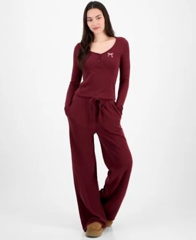 Madden Girl Juniors Hacci Ribbed Top Drawstring Pants