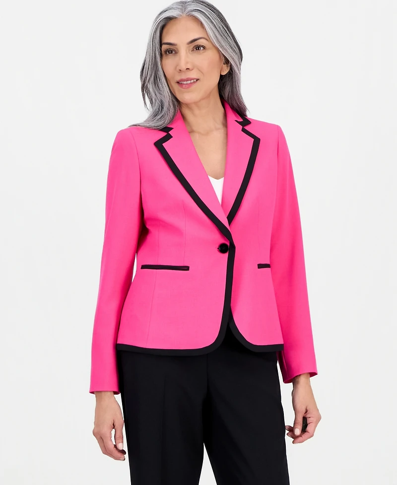 Le Suit Women's Notch-Lapel Colorblocked Pantsuit