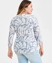 Style & Co Plus Size Pintuck Split-Neck Top, Macy's Exclusive