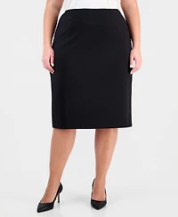 Le Suit Plus Square-Neck Button-Front Skirt
