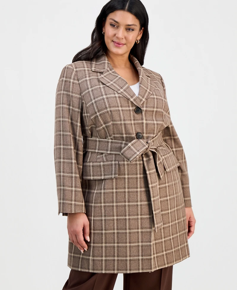 Le Suit Plus Belted Wide-Leg Mid-Rise Pantsuit