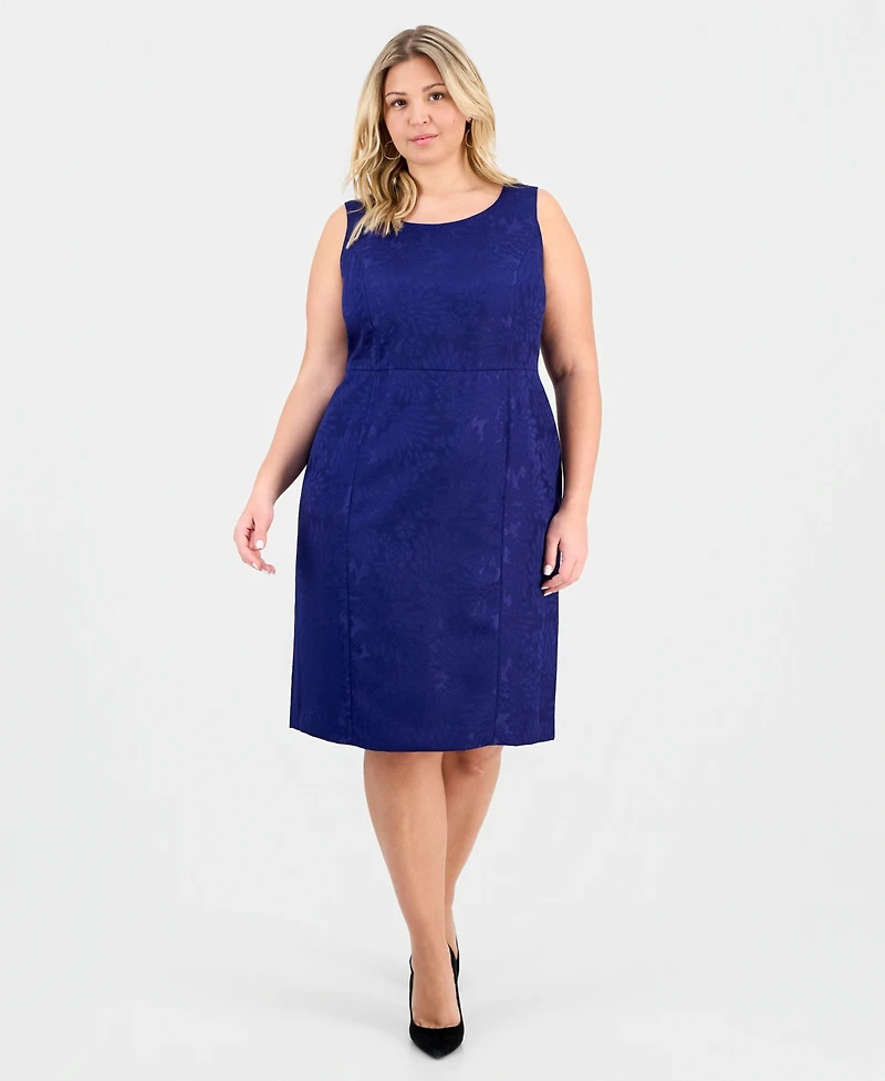 Le Suit Plus Floral-Jacquard Topper & Sheath 2 Piece Dress