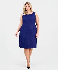 Le Suit Plus Floral-Jacquard Topper & Sheath 2 Piece Dress