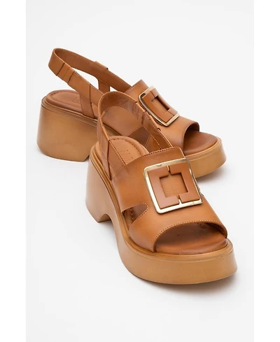 Forever & Always Shoes Lucia Leather Buckle Platform Sandal (Women)