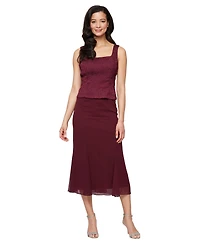 Alex Evenings Women's Jacquard Jacket Dress with Scoop Neck Bodice