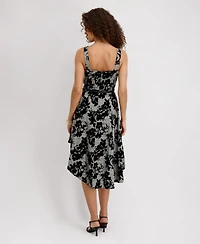 kensie Women's V-Neck Flocked Dress