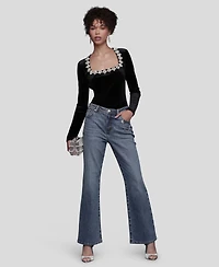 Avec Les Filles Women's Mid Rise Bootcut Jeans