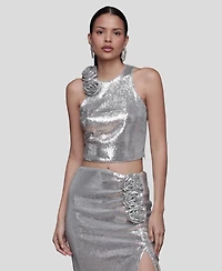 Avec Les Filles Women's Rose Applique Sleeveless Top