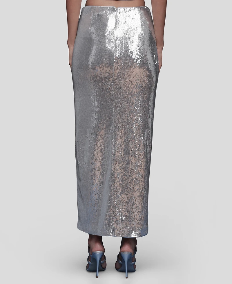 Avec Les Filles Women's Asymmetrical Ruched Midi Skirt
