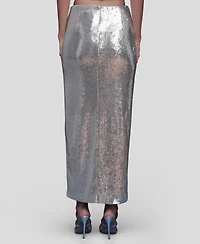 Avec Les Filles Women's Asymmetrical Ruched Midi Skirt