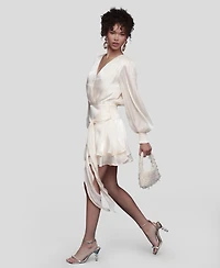 Avec Les Filles Women's Billowy Bodice Long Sleeves Mini Dress