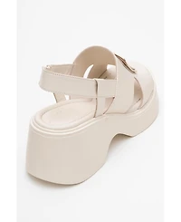 Forever & Always Shoes Lucia Leather Buckle Platform Sandal (Women)