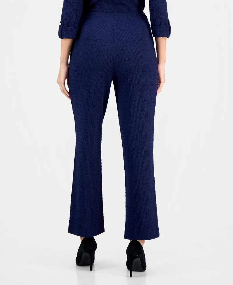 Ak Anne Klein Petite Ridge Knit Pull-On Wide-Leg Pants