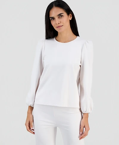 Ak Anne Klein Petite Serenity Knit Long-Sleeve Top