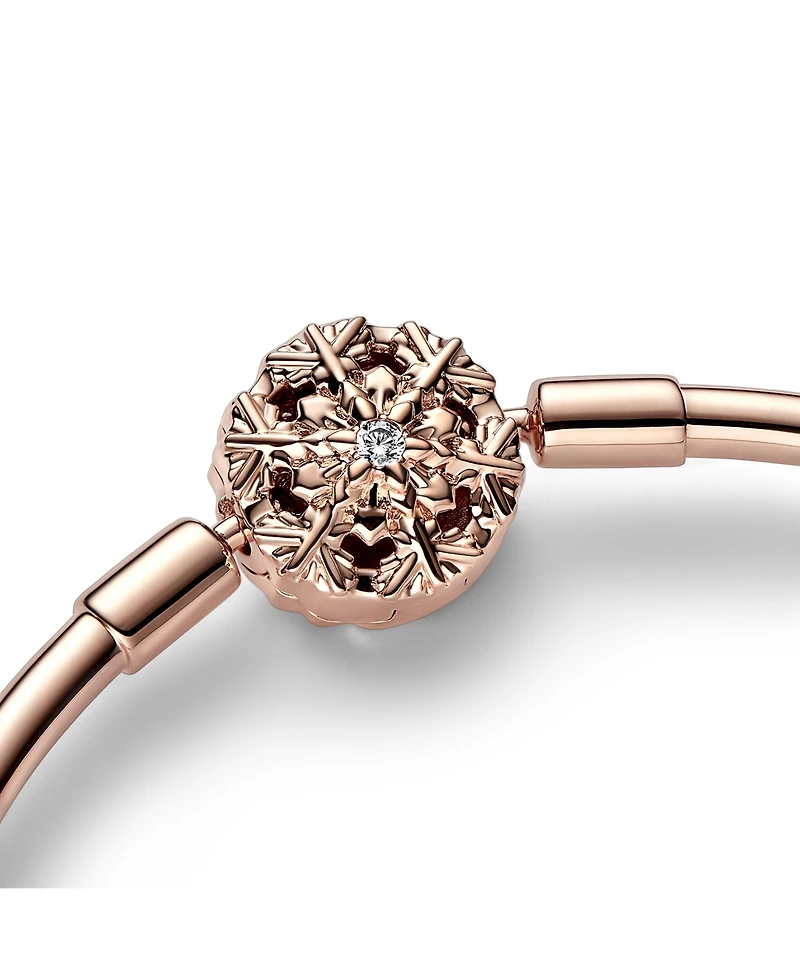 Pandora Rose Gold Plated Snowflake Clasp Bangle Bracelet